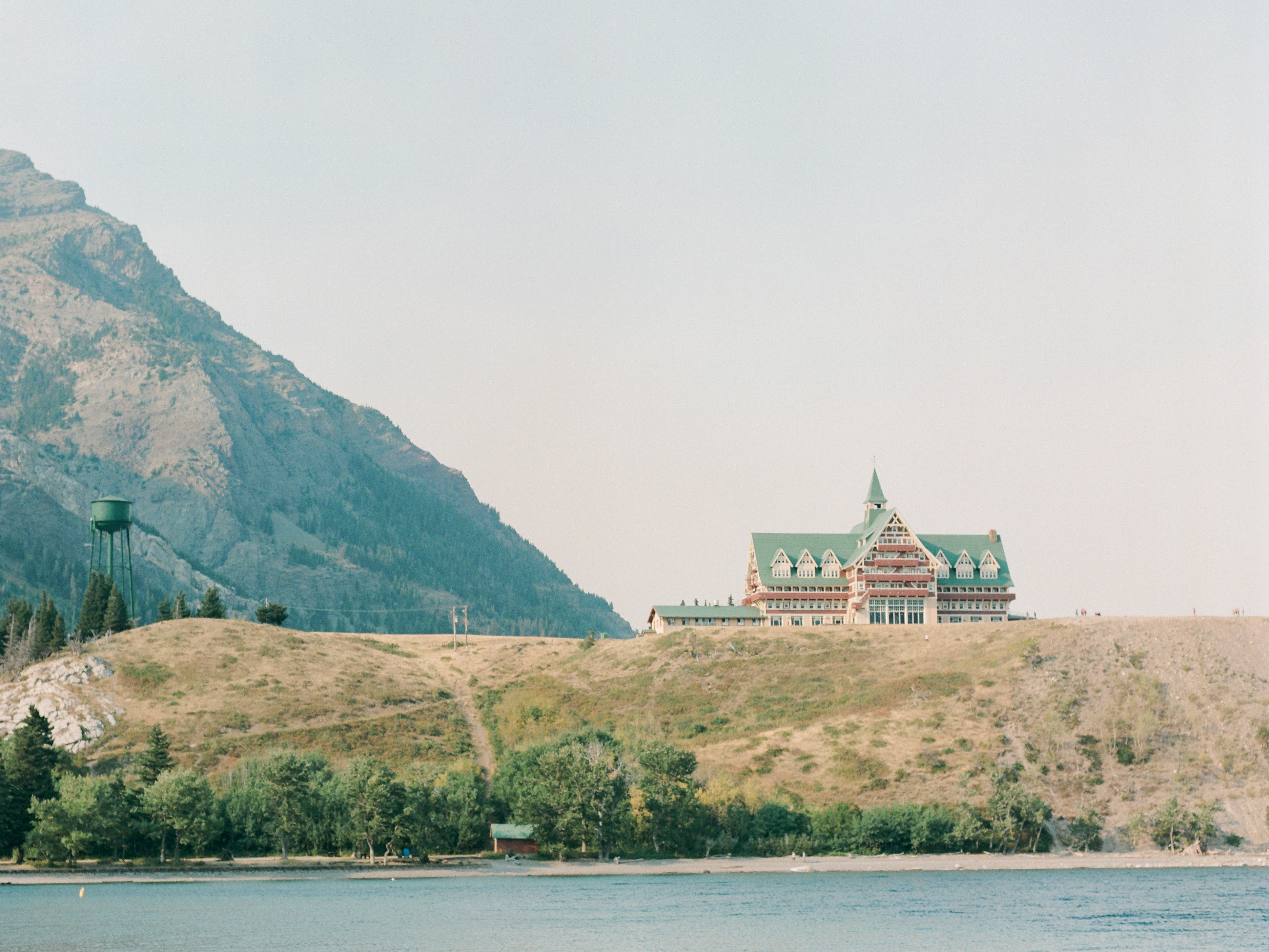 canadian chateau overlooking lake at Waterton National Park