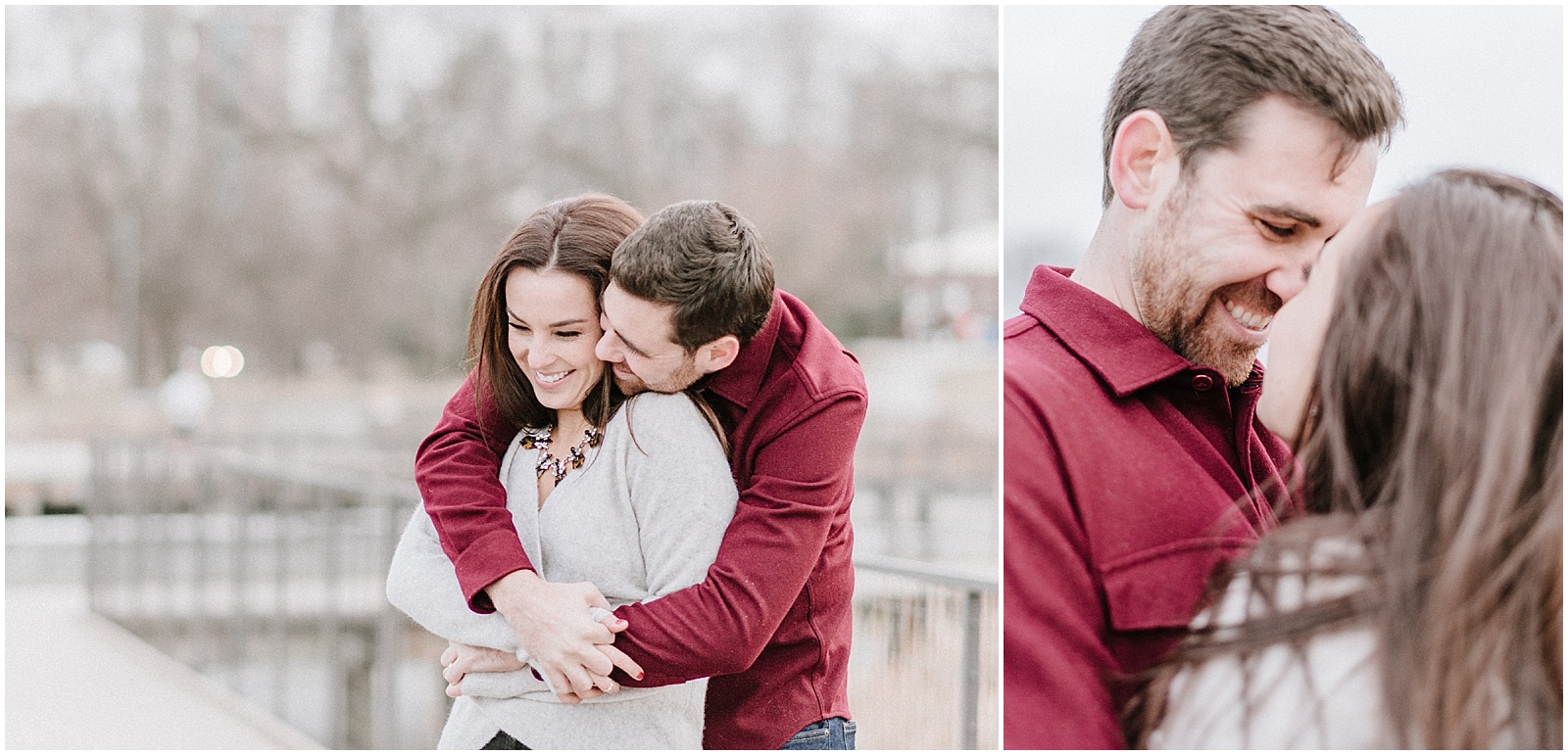 Engagement photos in park in winter