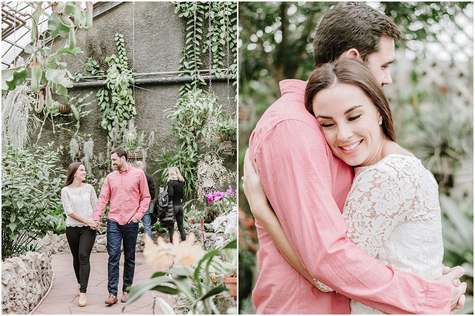 Greenhouse engagement photos at Lincoln Park Conservatory