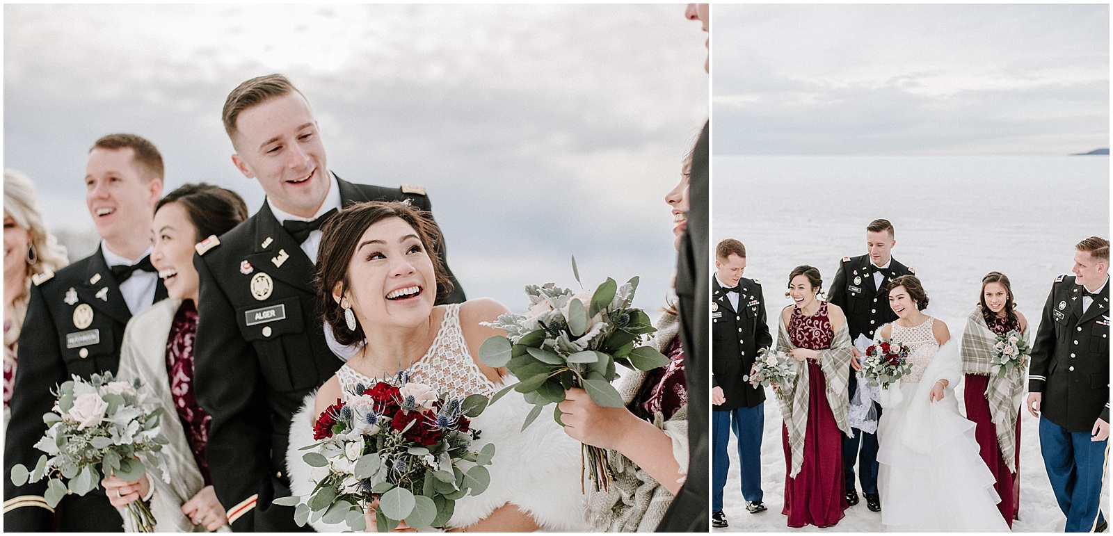 burgundy and navy winter wedding bridal party inspiration