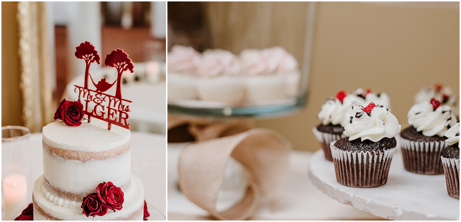 burgundy and cream winter wedding cake