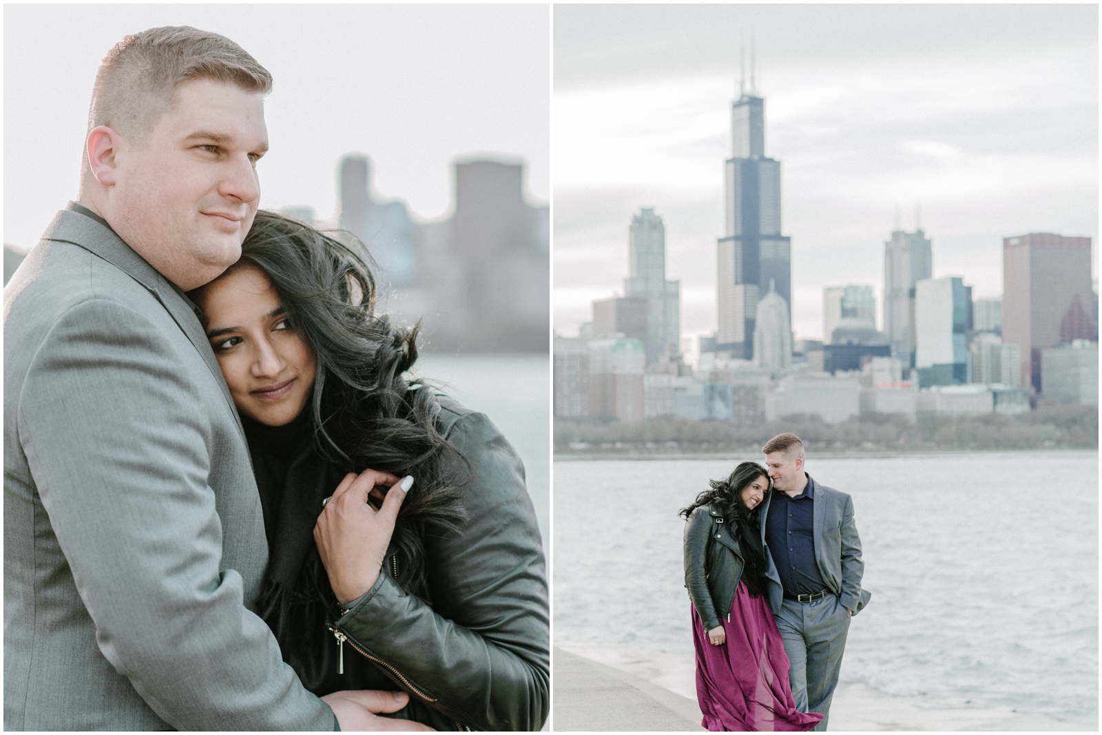 Couple in front of Chicago skyline
