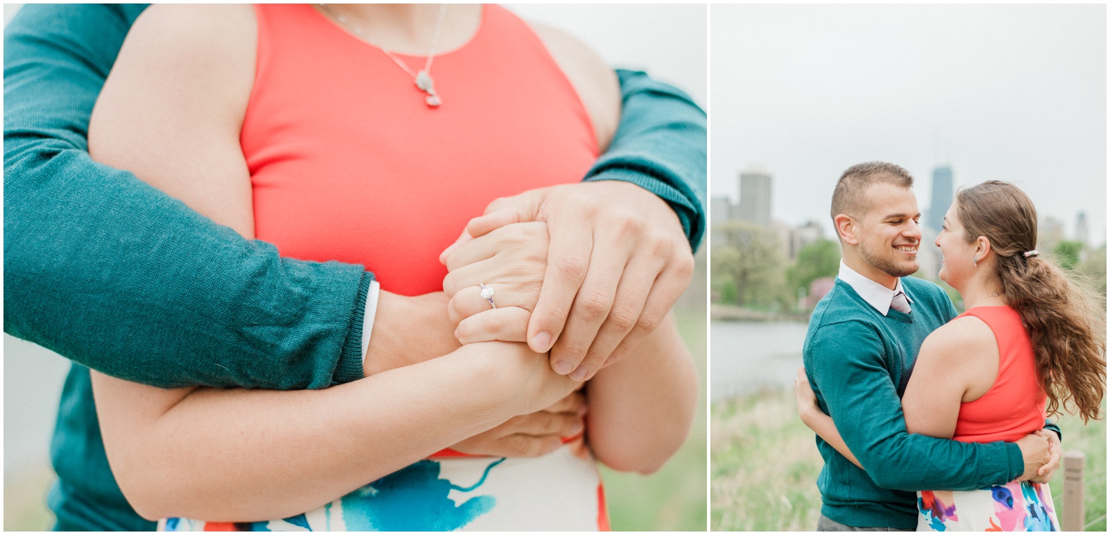 Colorful Chicago Engagement Lincoln Park | Ring shot during engagement session