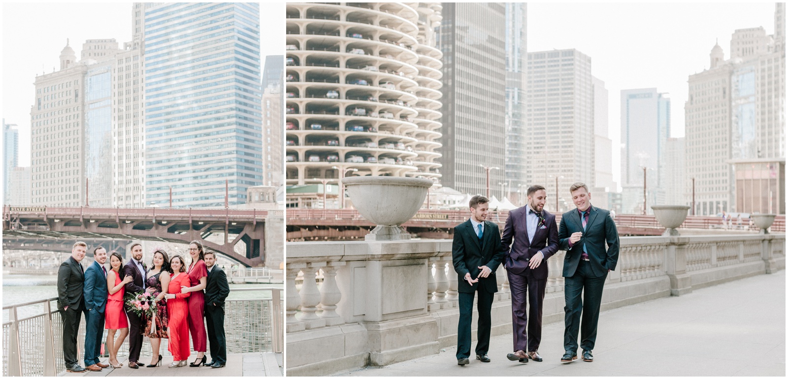 Bridal Party by Chicago Riverwalk