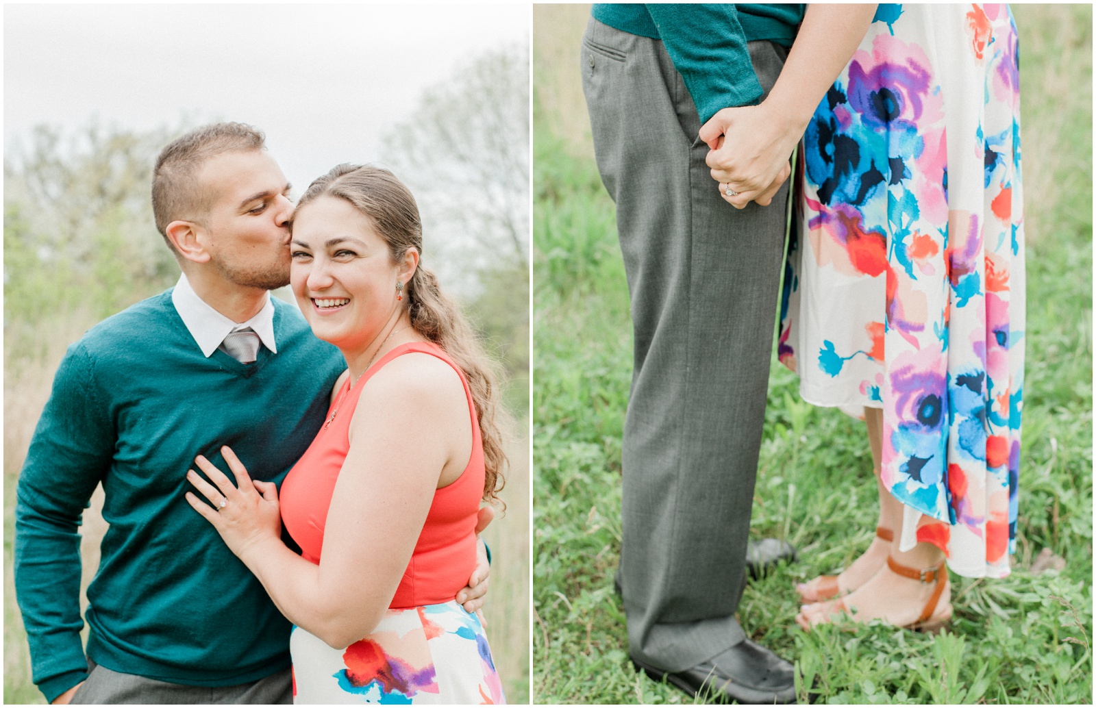 Lincoln Park Spring Engagement Session | Couple holding hands in field