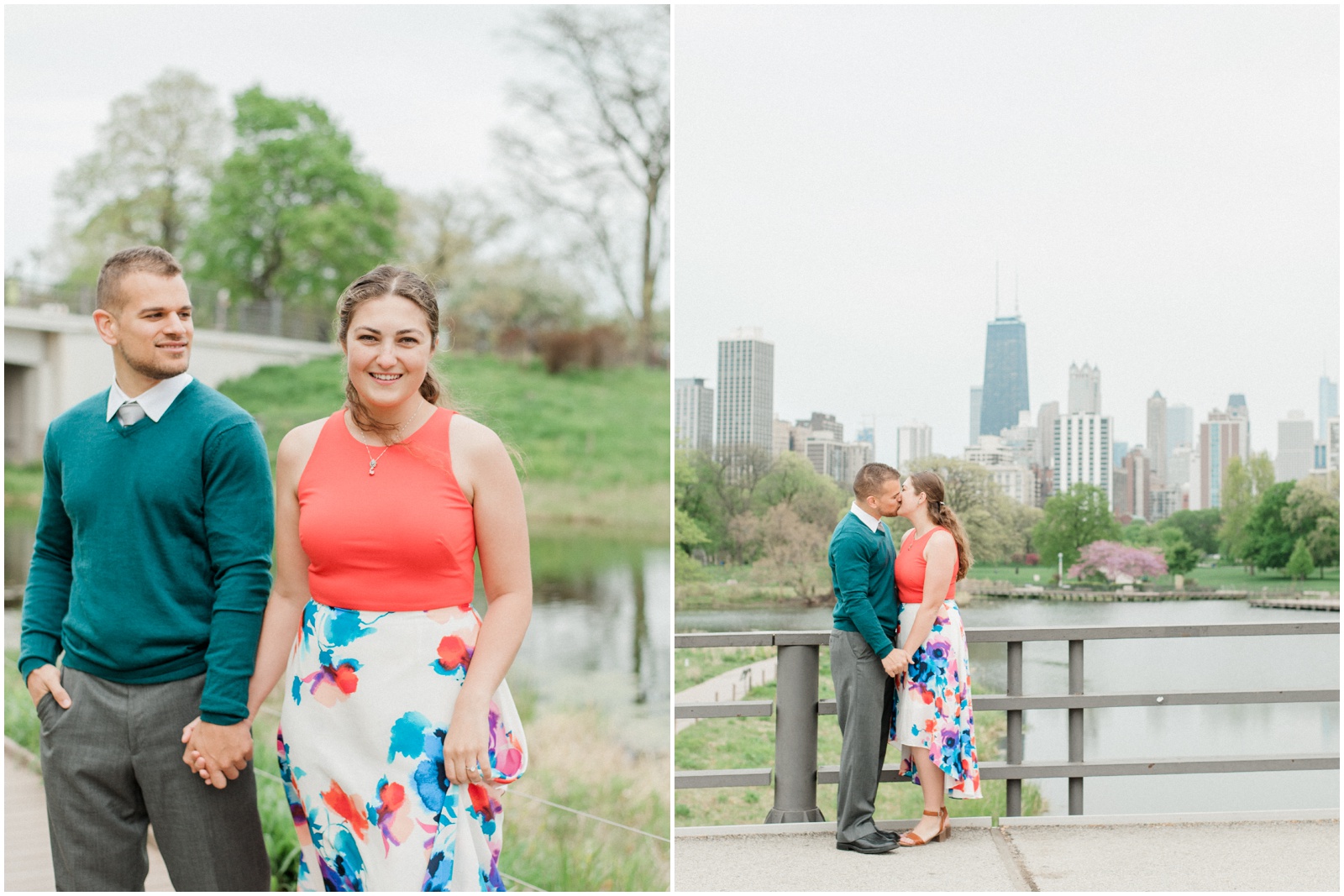 Spring Engagement Chicago | Couple walking in park