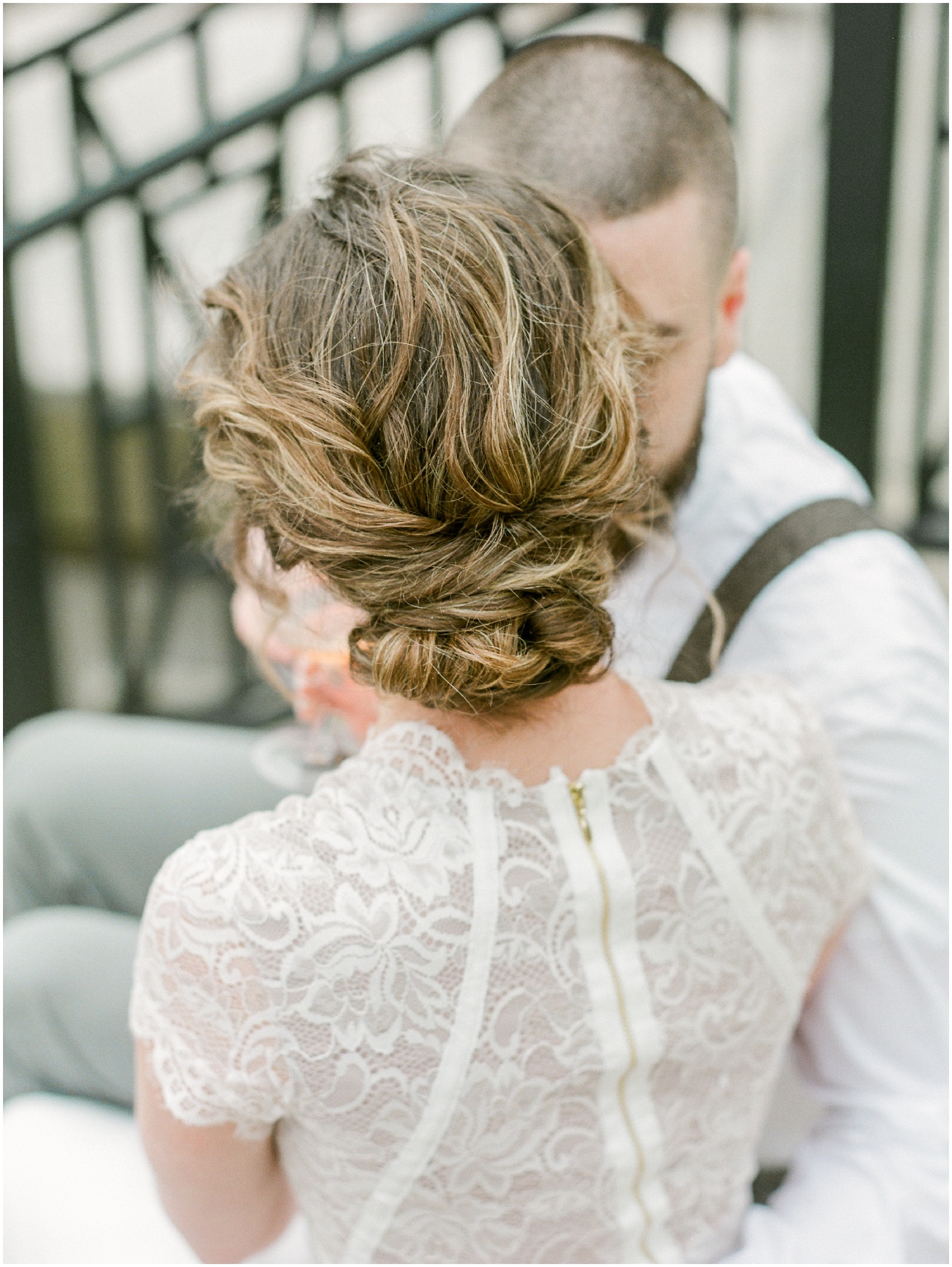 Lace wedding gown romantic updo