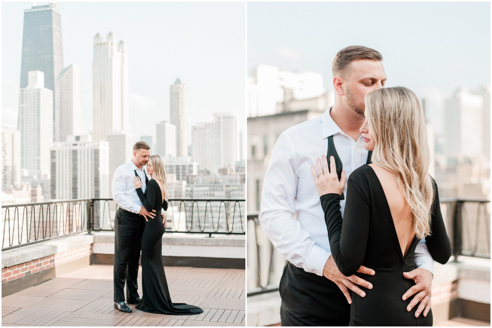 Chicago rooftop engagement