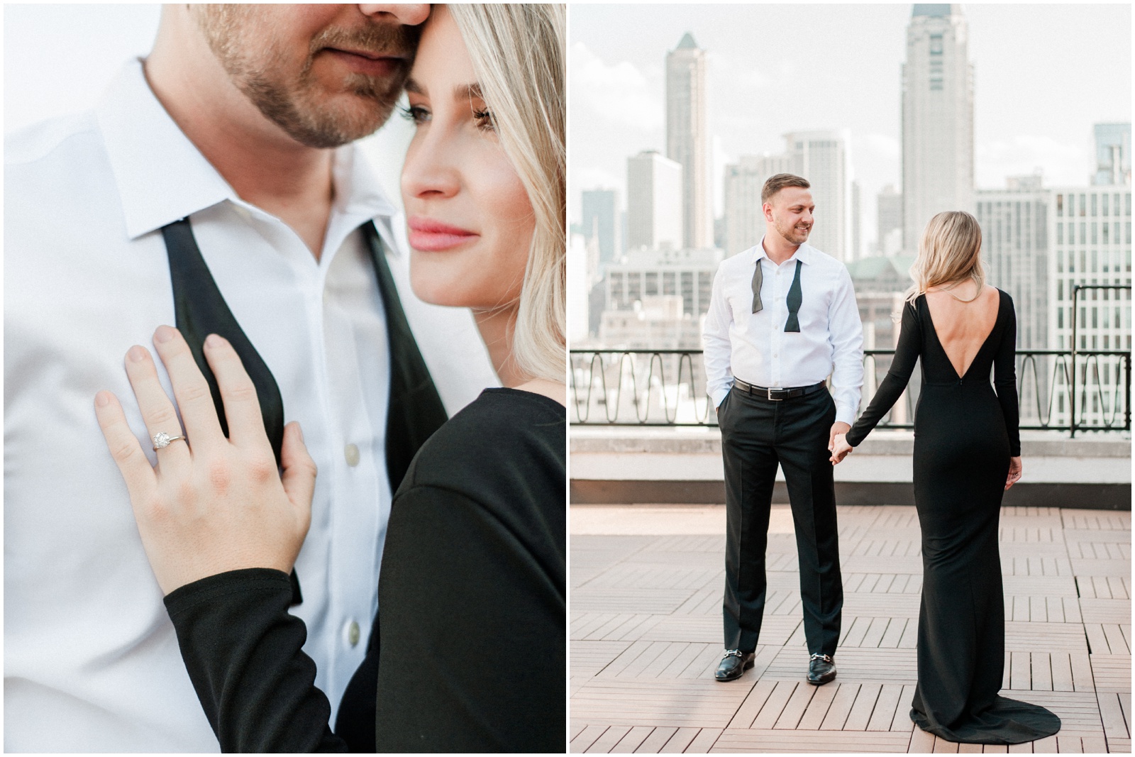Downtown Chicago rooftop engagement