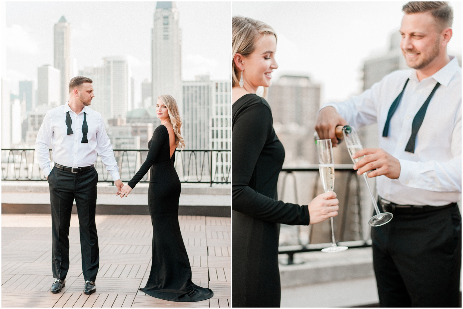 Rooftop engagement downtown Chicago