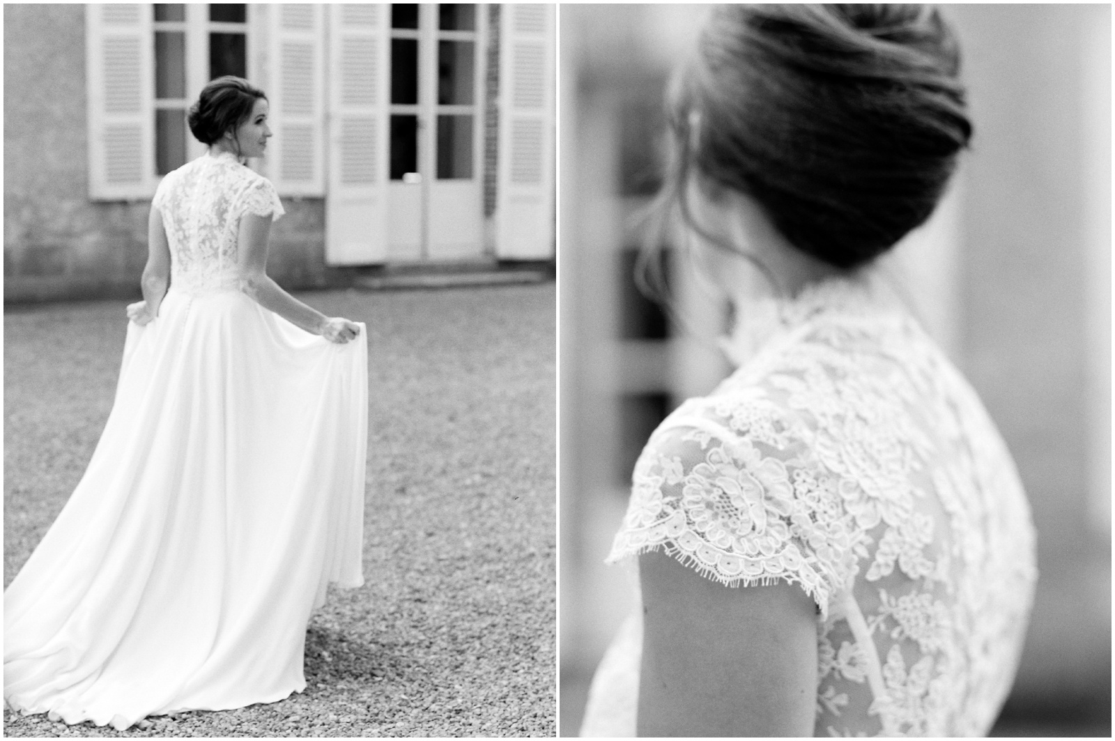 Short sleeve lace wedding dress