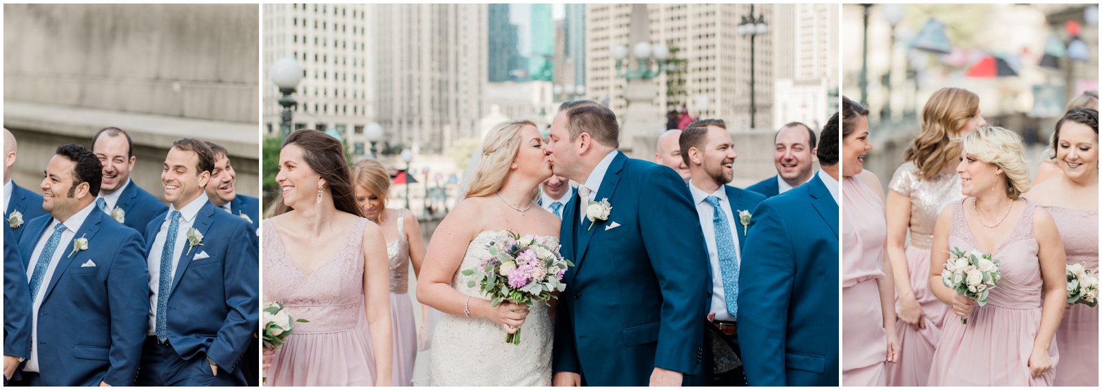 blush and navy wedding downtown chicago