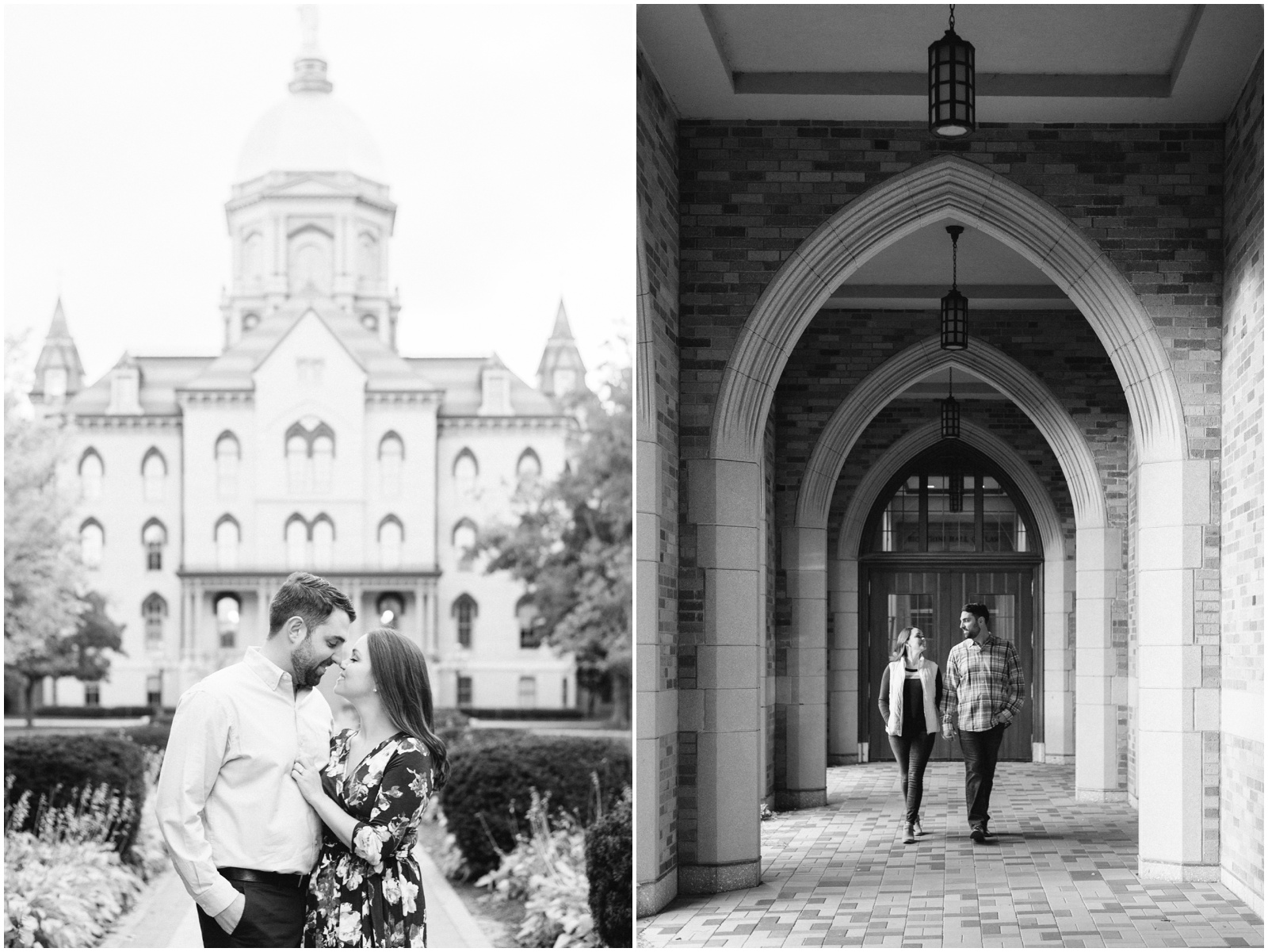 couple walking at notre dame university