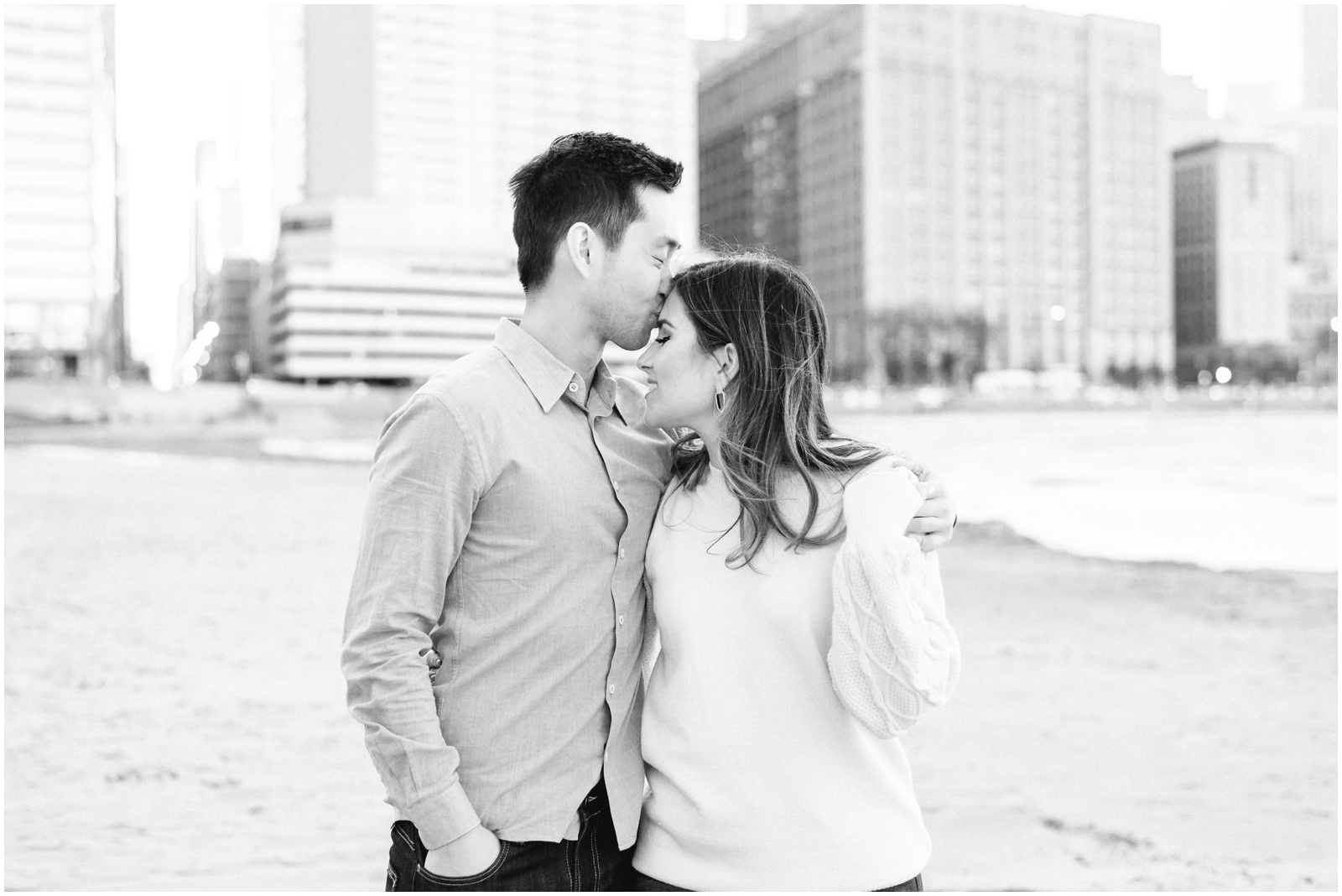 downtown chicago beach engagement