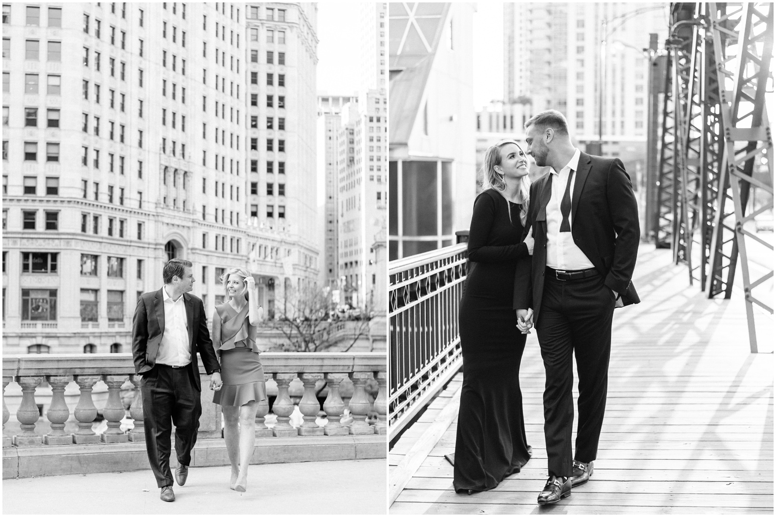 engagement photos on chicago riverwalk