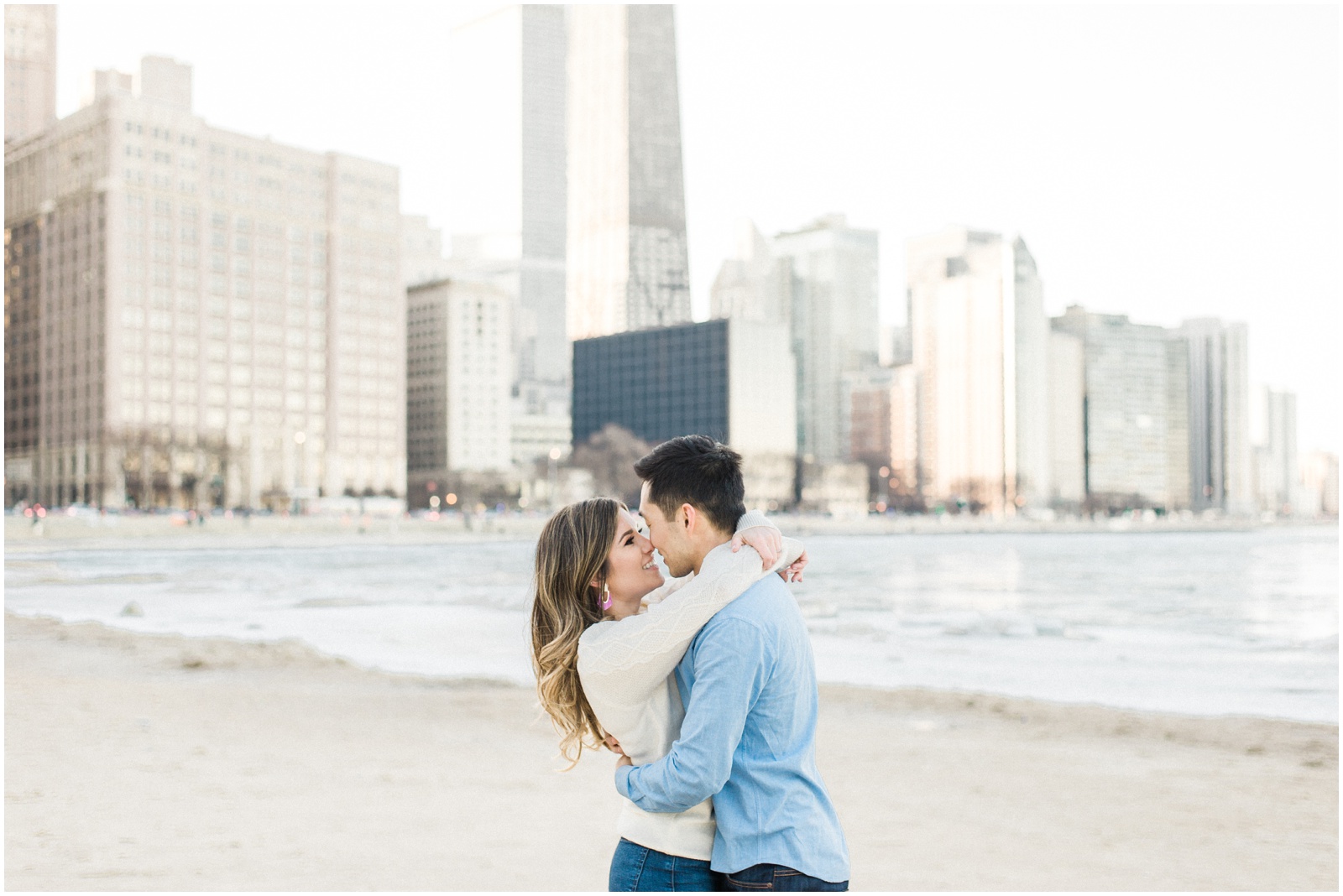 beach engagement in downtown chicago