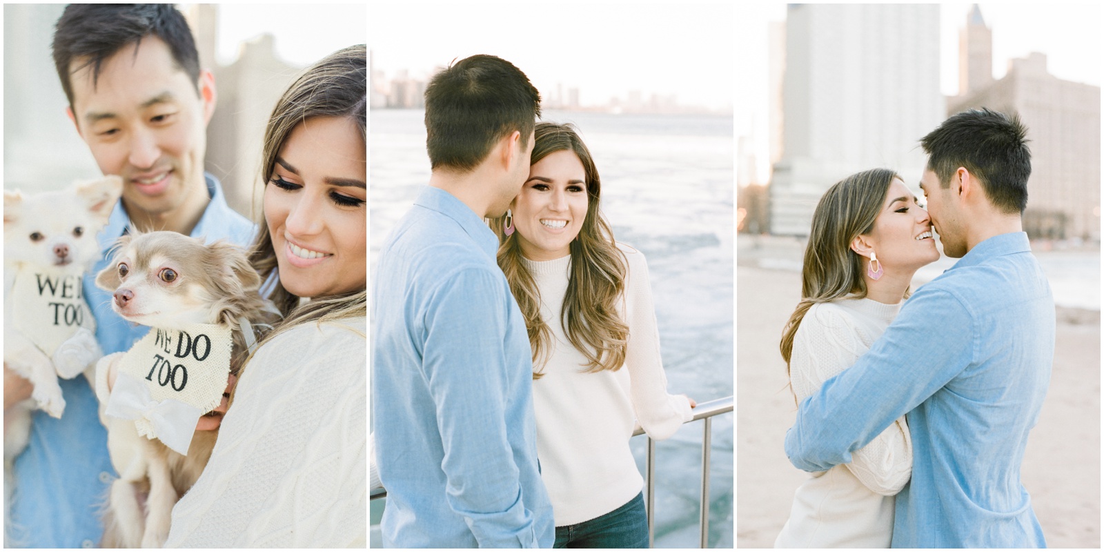 cute blue and white engagement session