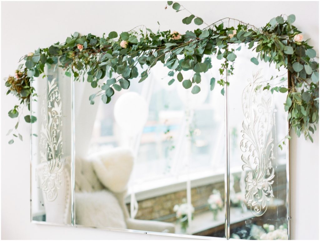 mirror with greenery for wedding