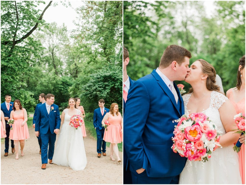 coral and navy blue summer wedding