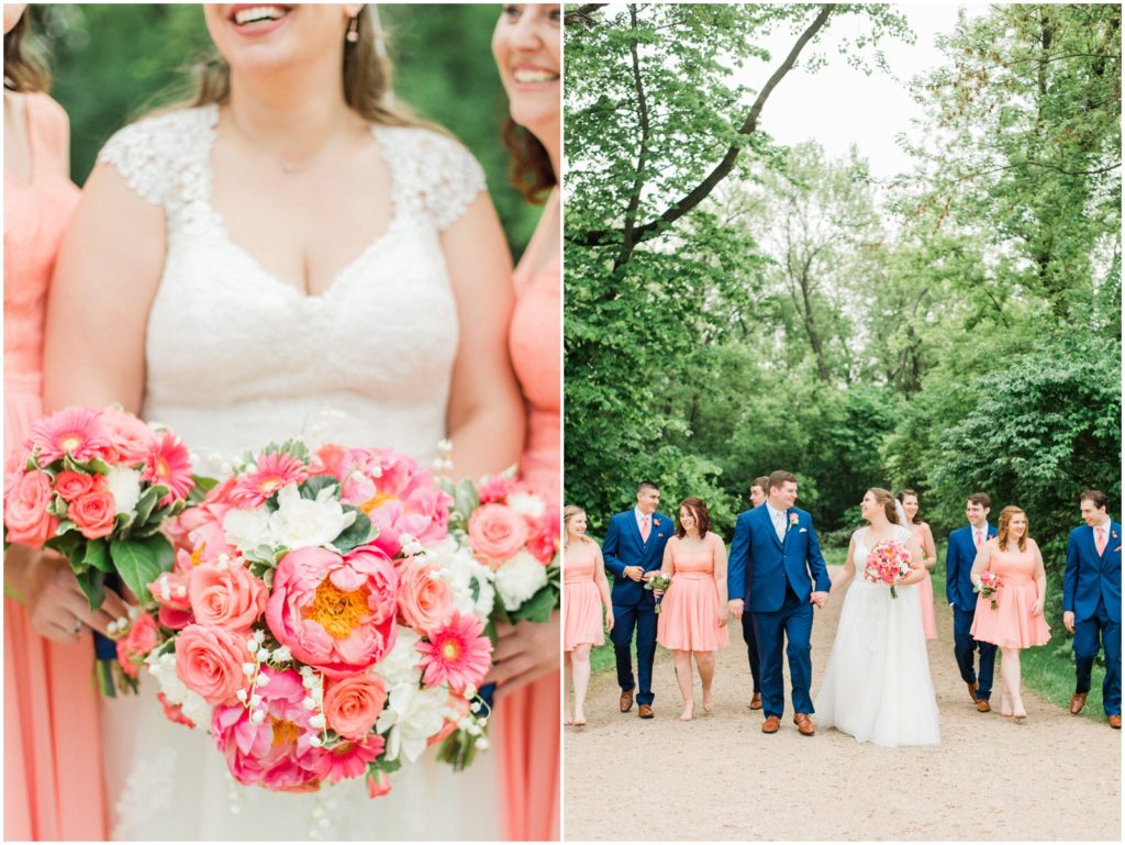 navy blue and coral summer wedding
