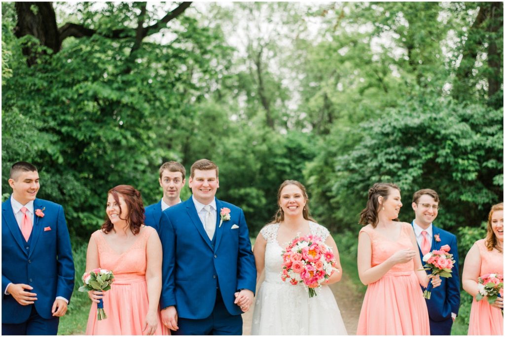 navy blue and coral summer wedding