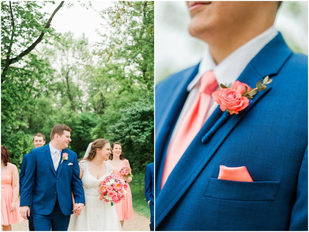 navy blue and coral wedding colors