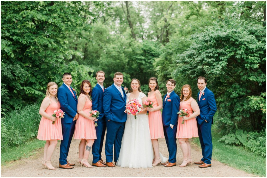 navy blue and coral wedding colors