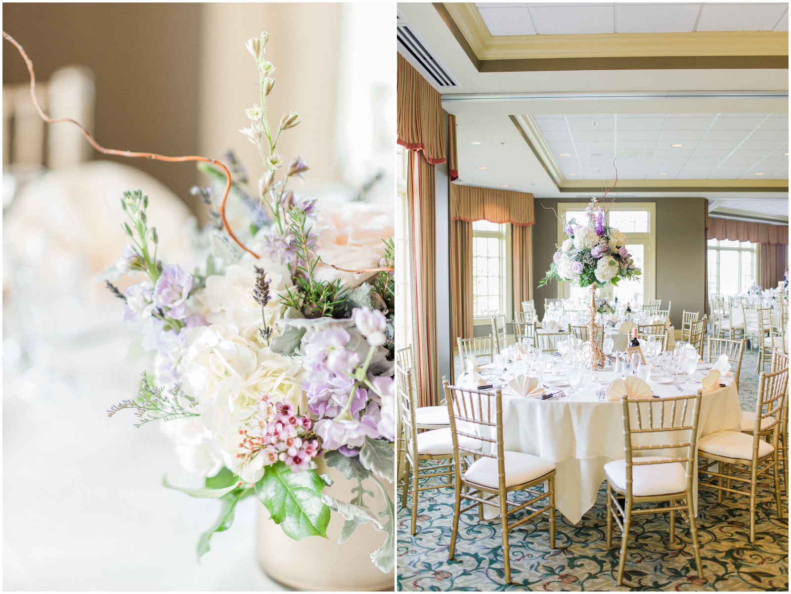 elegant lavender wedding crystal tree golf country club 