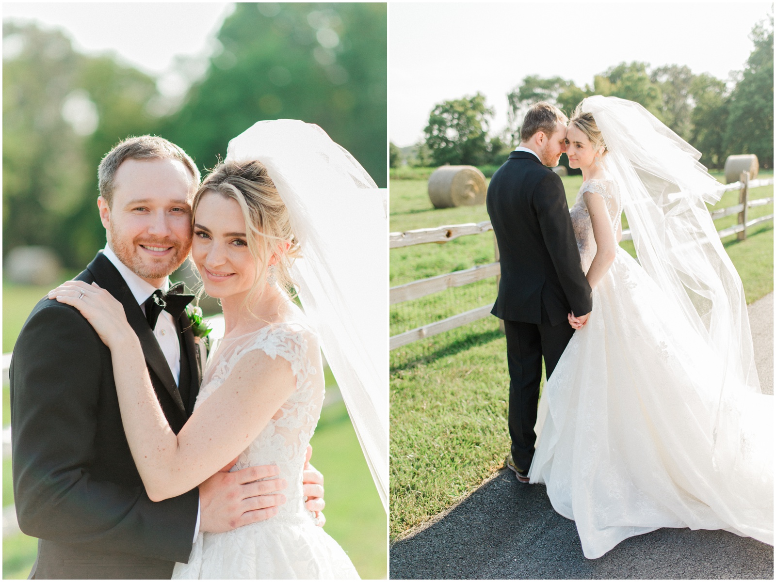 bride and groom at illinois farm