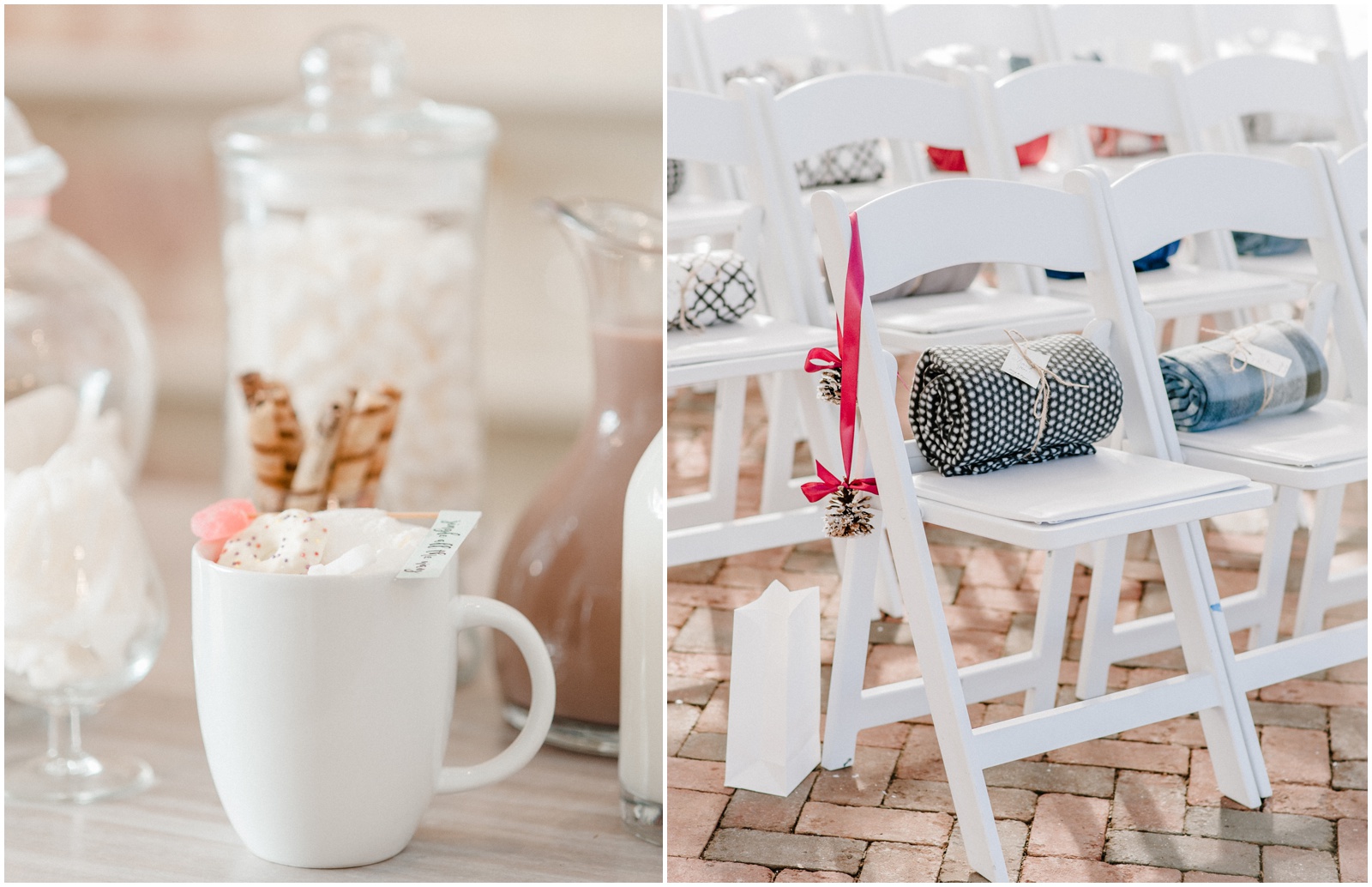 winter wedding ideas blankets and hot chocolate