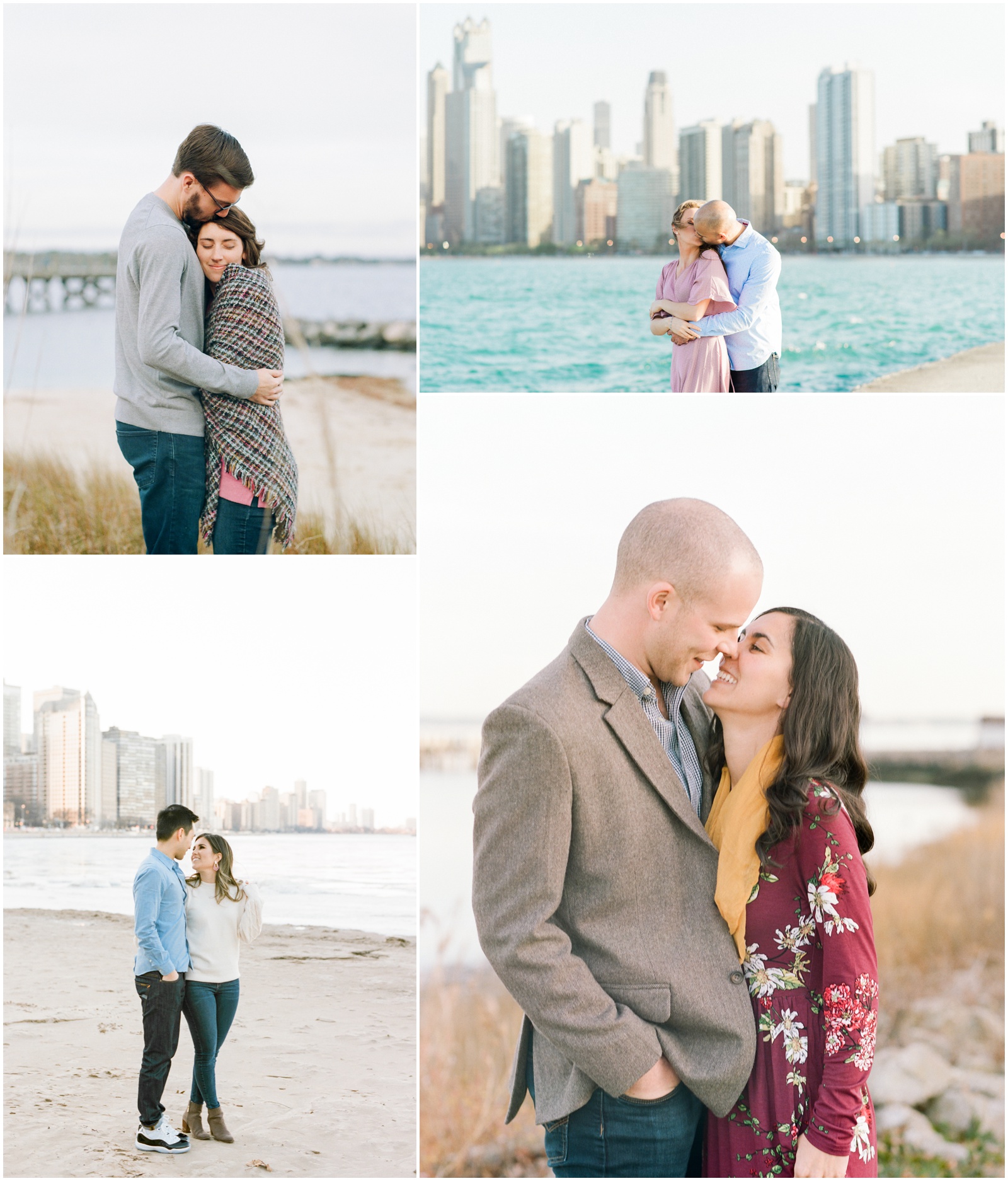 couples on beaches for engagement session