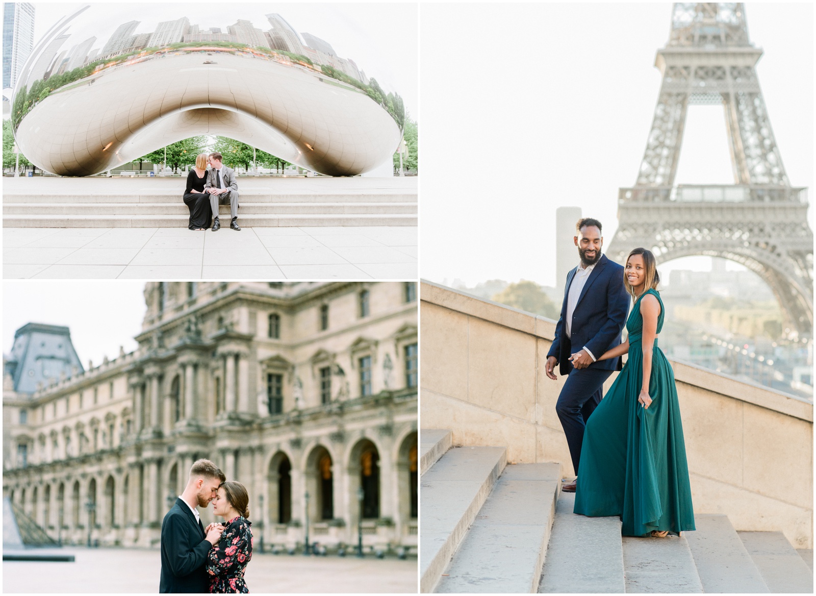 couples in paris for engagement photos