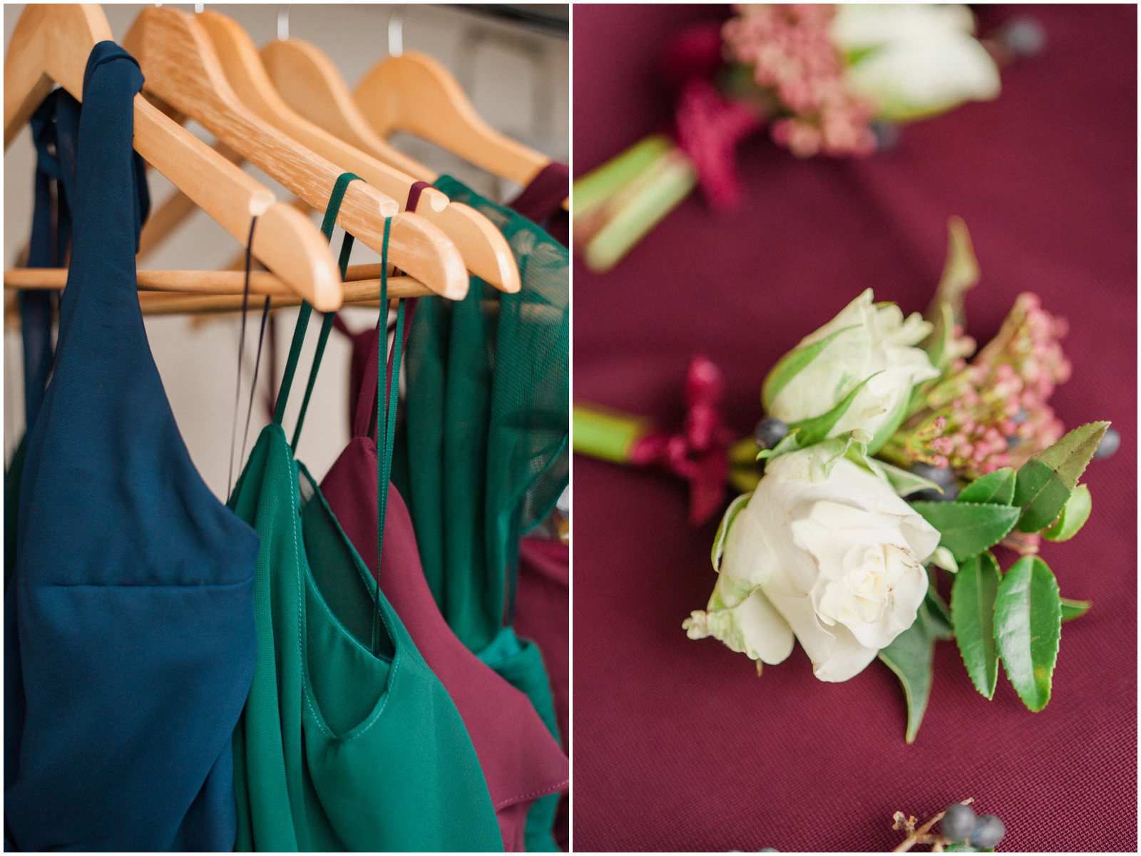 burgundy navy and emerald greenhouse loft winter wedding