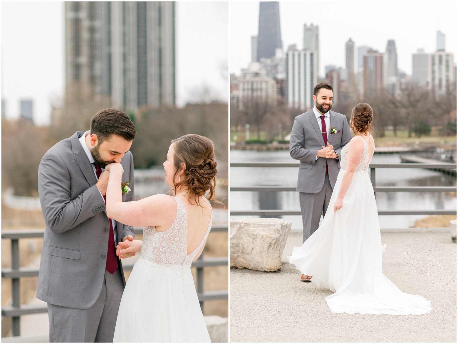 wedding day first look lincoln park 