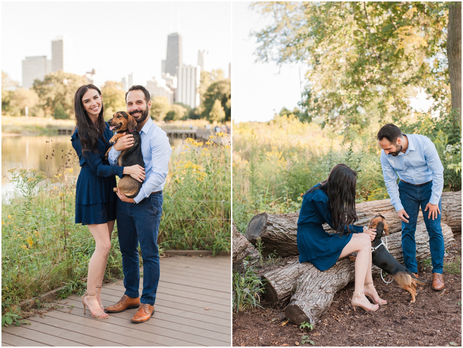 cute engagement session with dog