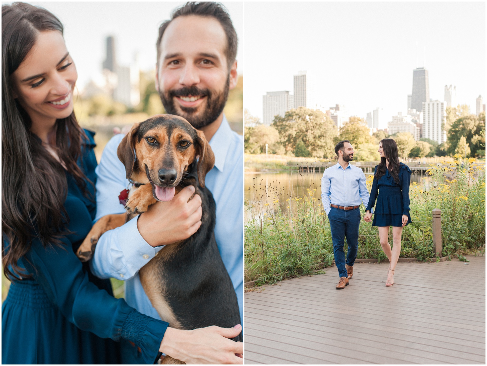 fall engagement with dog