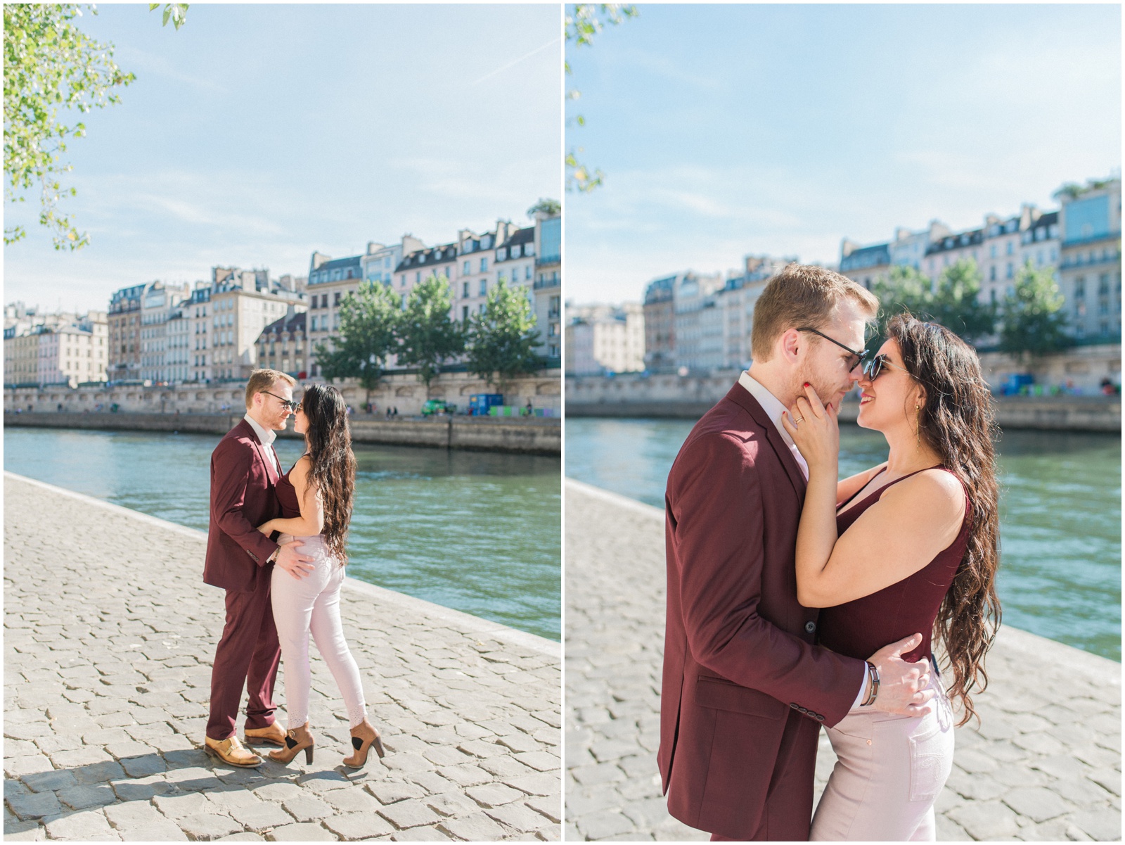 parisian couple next to the river