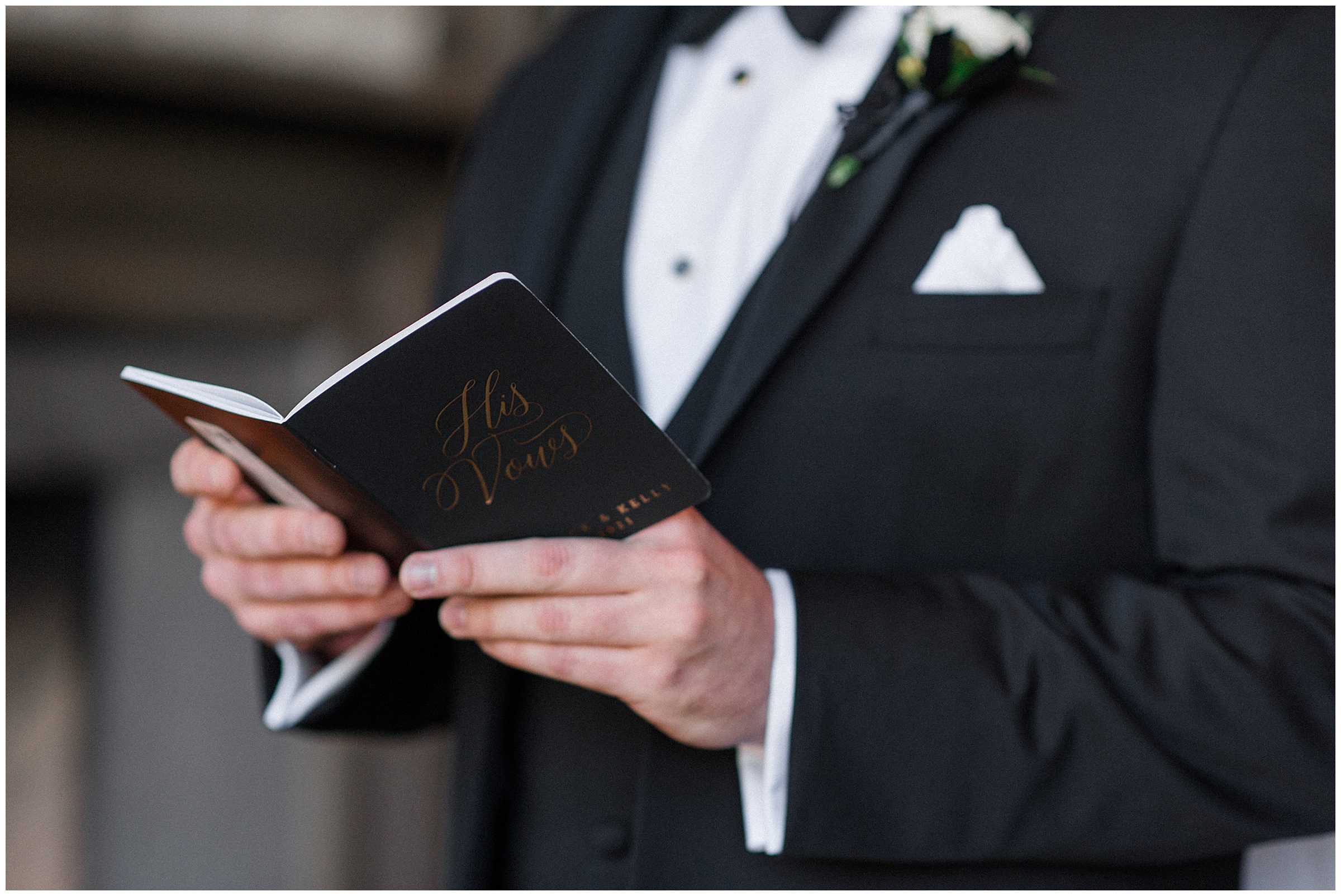 groom vow book black and gold