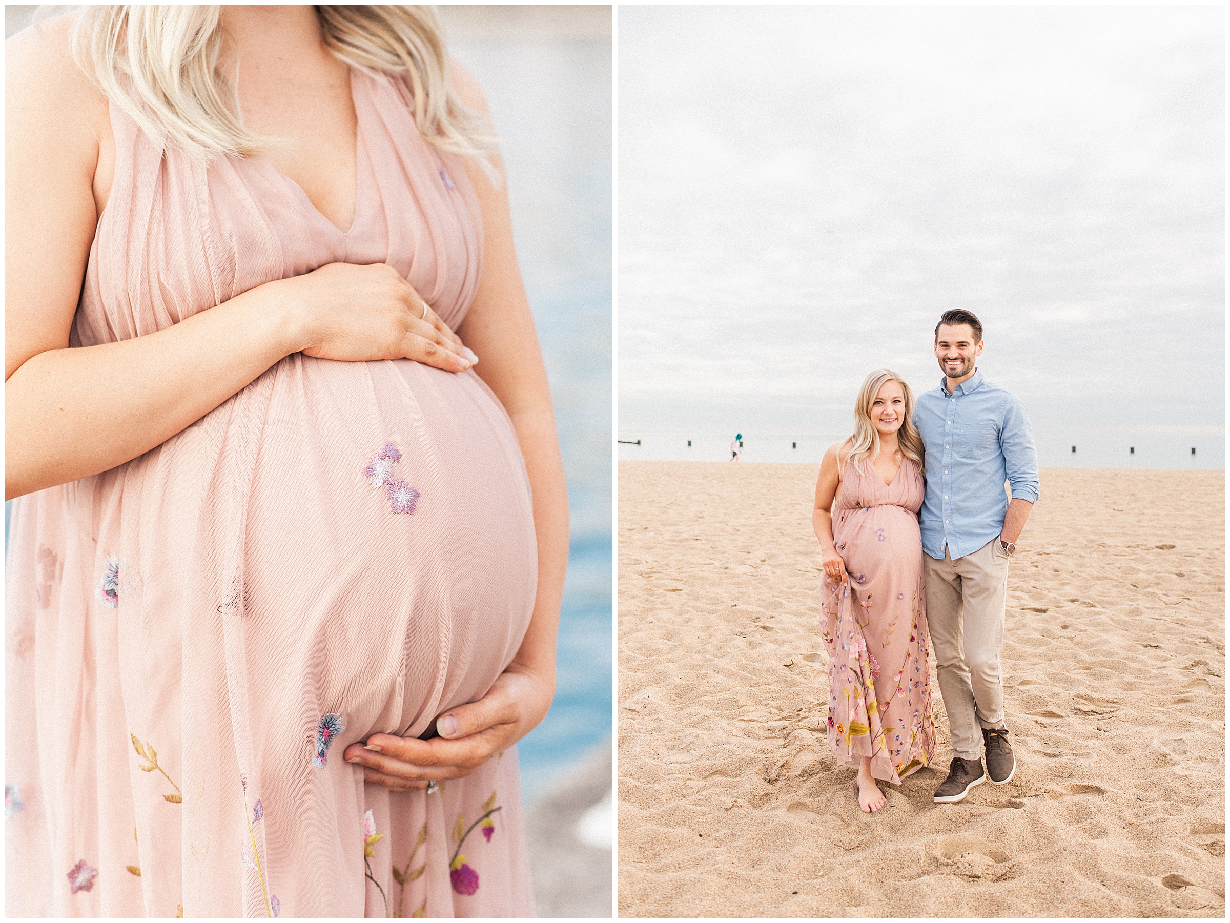 pastel beach maternity session