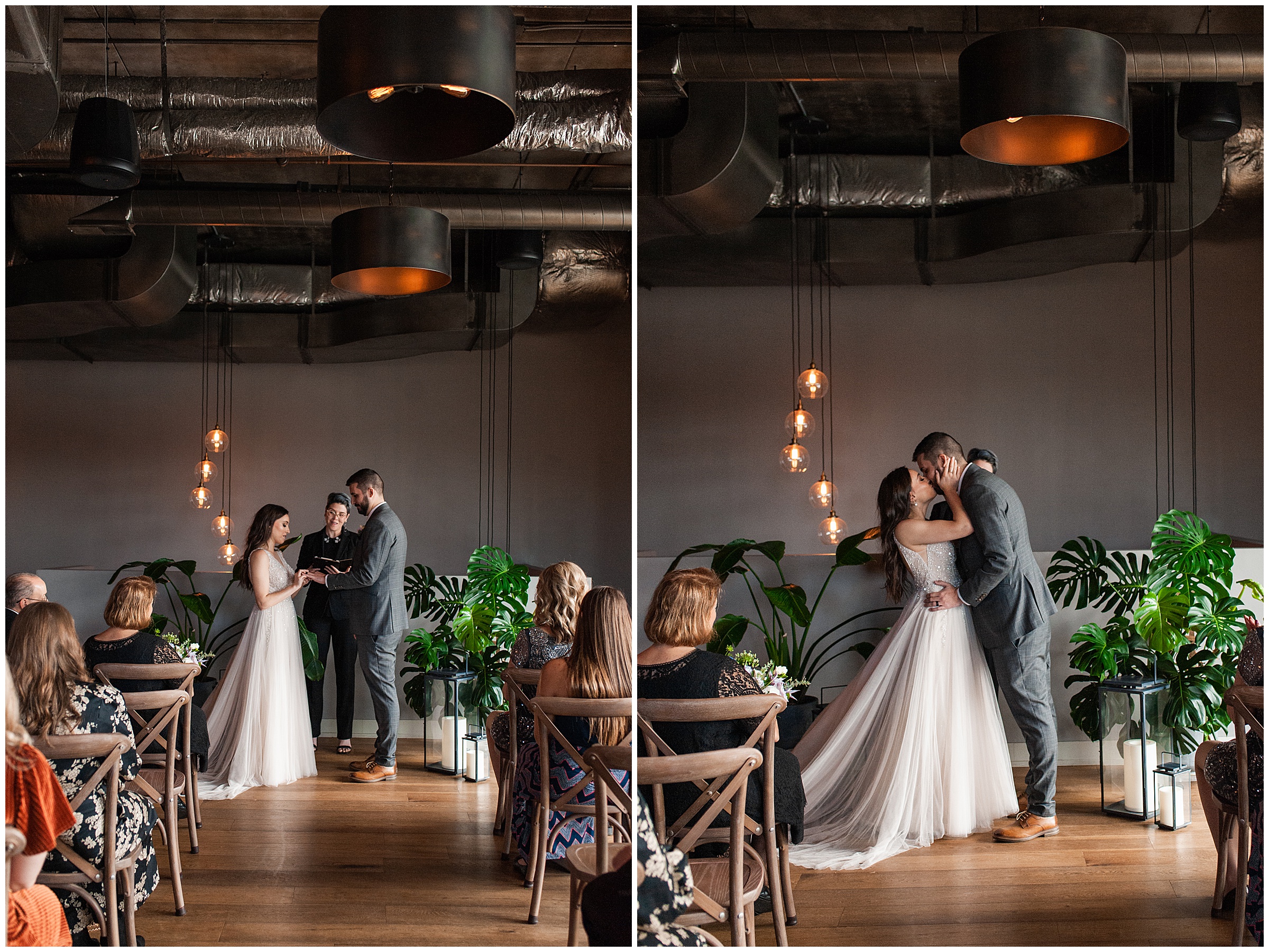 winter indoor ceremony at loft lucia