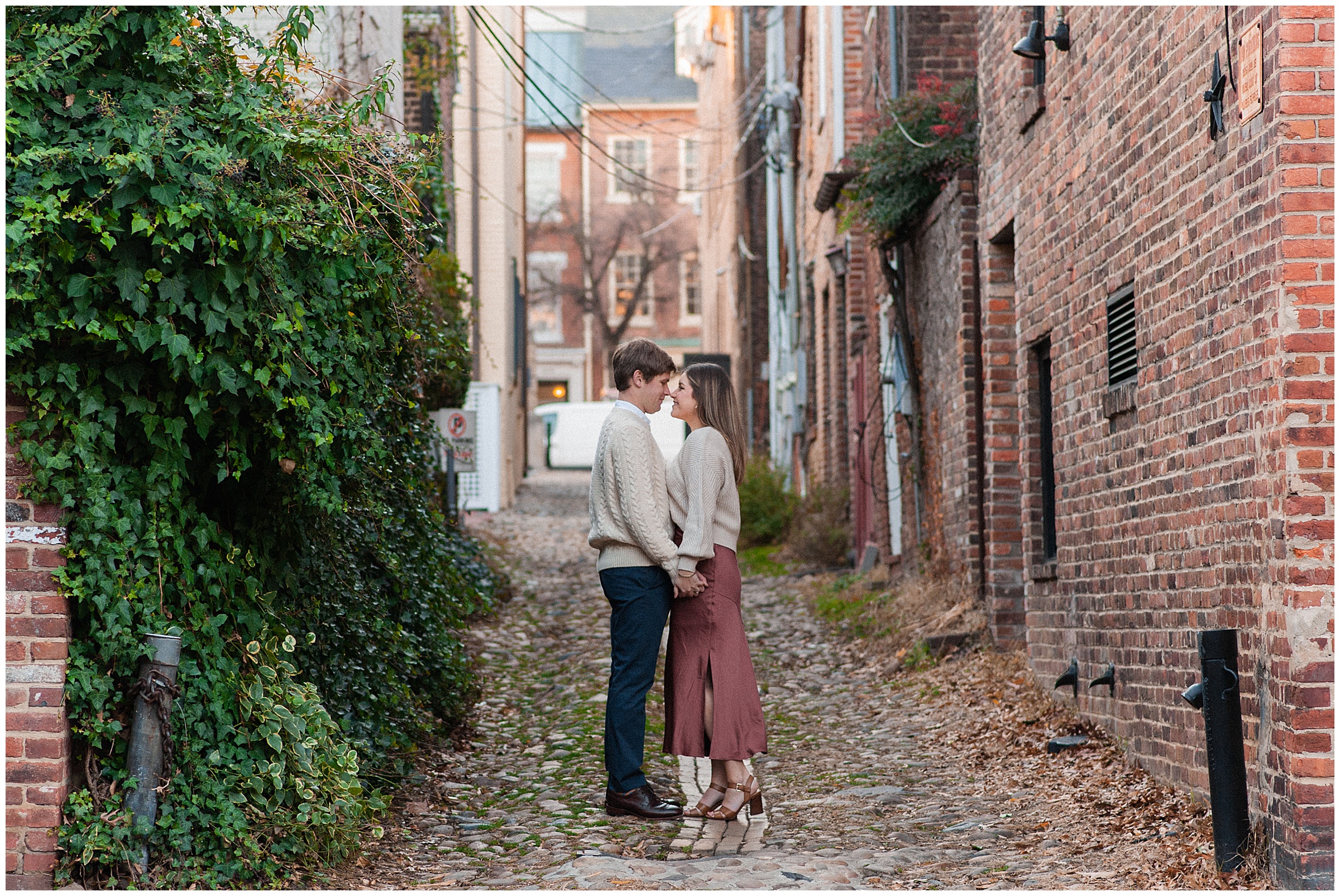 Old Town Alexandria alley engagement photos